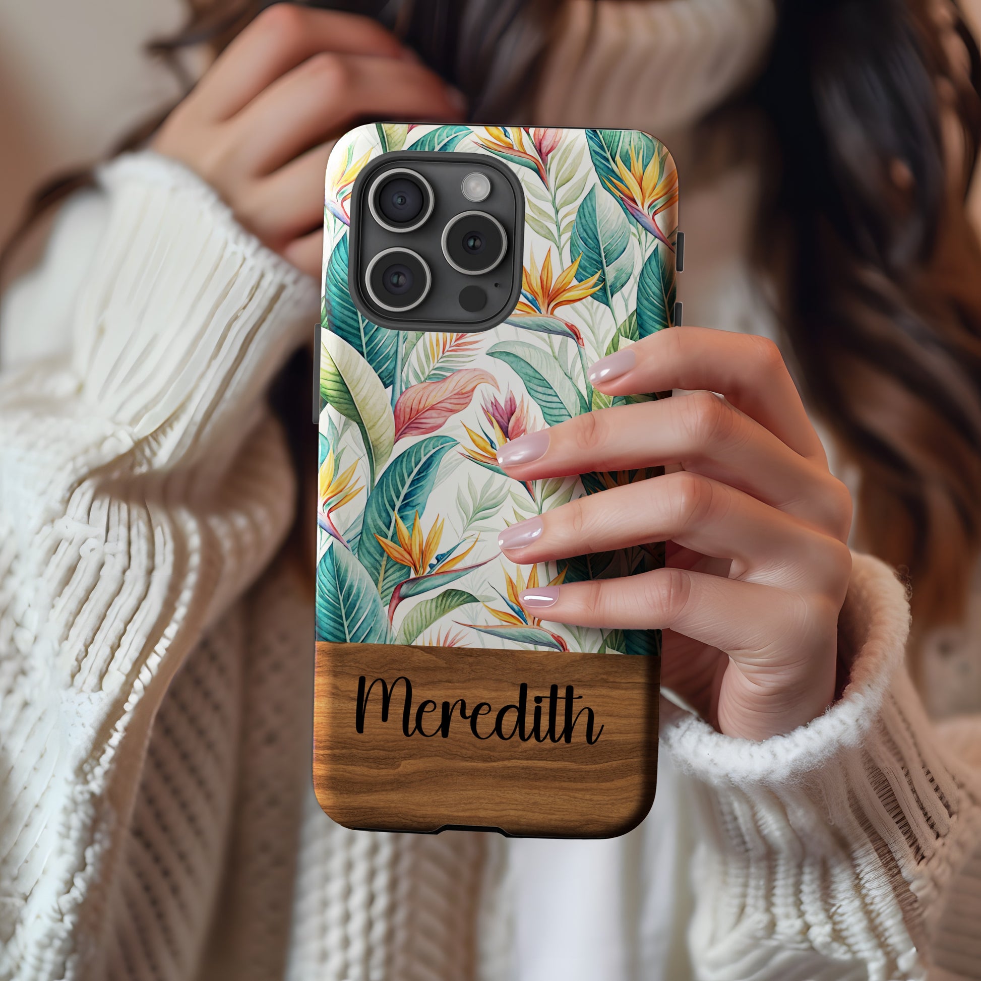 Personalized Tropical Leaf Design Phone Case