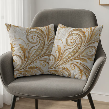 Elegant Gold Swirl Design Decorative Throw Pillows