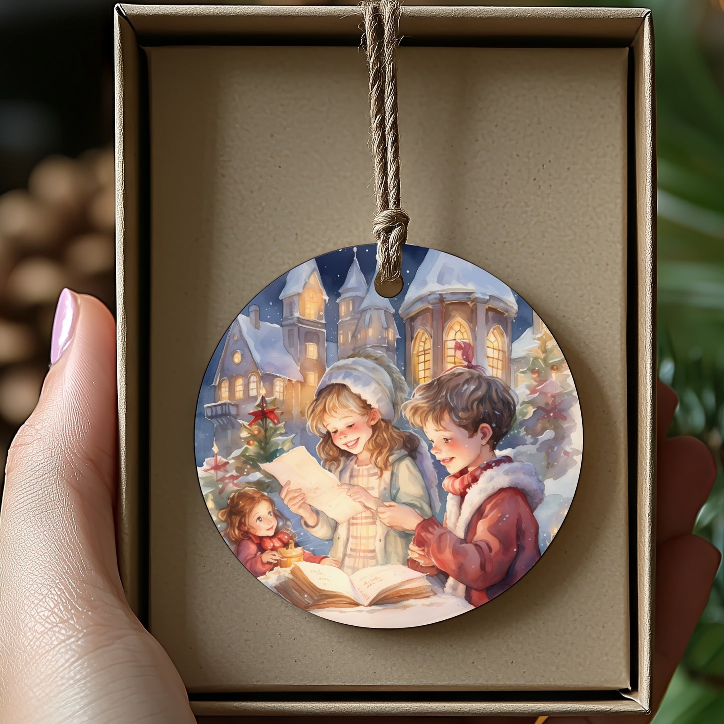 Beautiful Christmas Scene Hanging Ornament product type