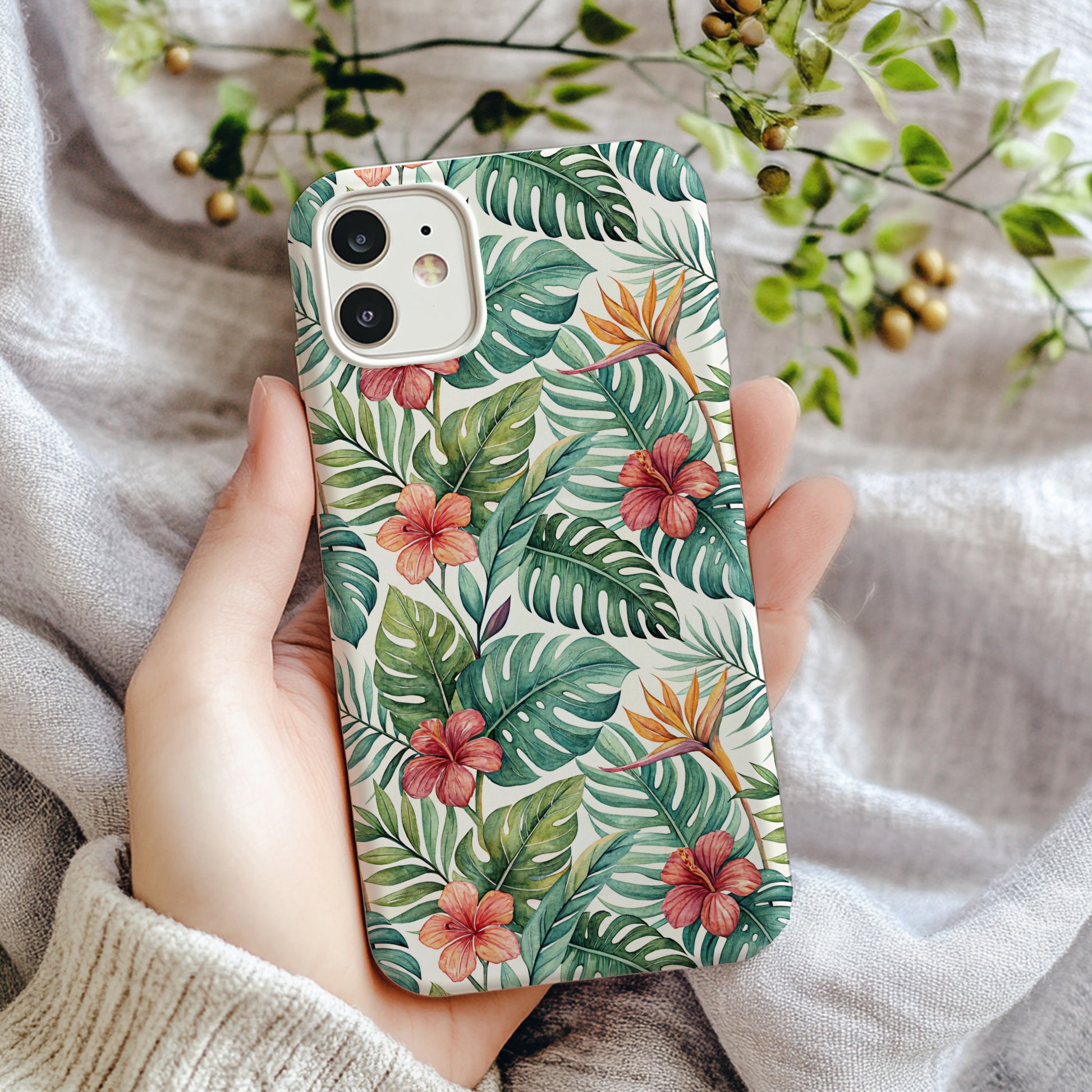 Tropical Floral Patterned iPhone Case Cover Design