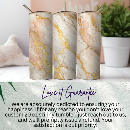 Custom 20 oz Skinny Tumbler with Marble Design
