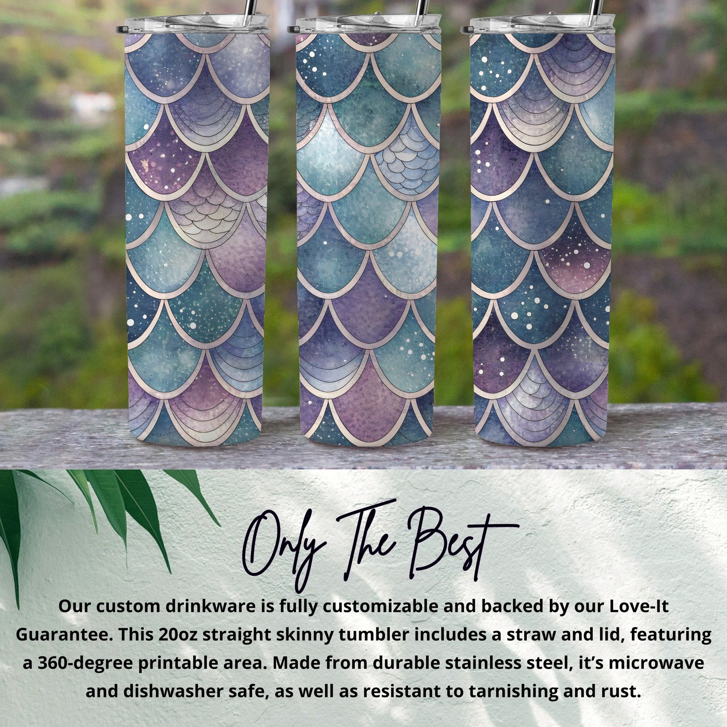 Iridescent Mermaid Scale Patterned Purple Teal Blue Tumbler - Walk Greener
