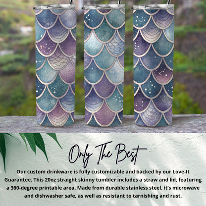 Iridescent Mermaid Scale Patterned Purple Teal Blue Tumbler - Walk Greener