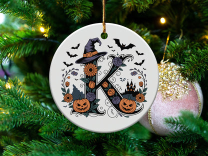Personalized Halloween Initial Christmas Ornament product type