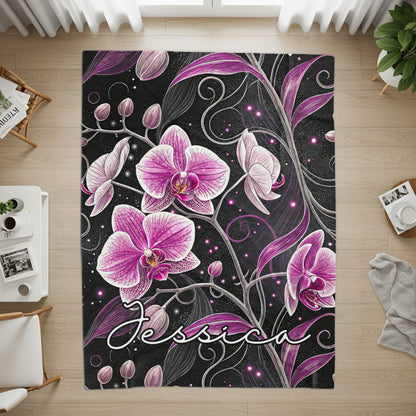 Elegant Personalized Floral Name Design Rug