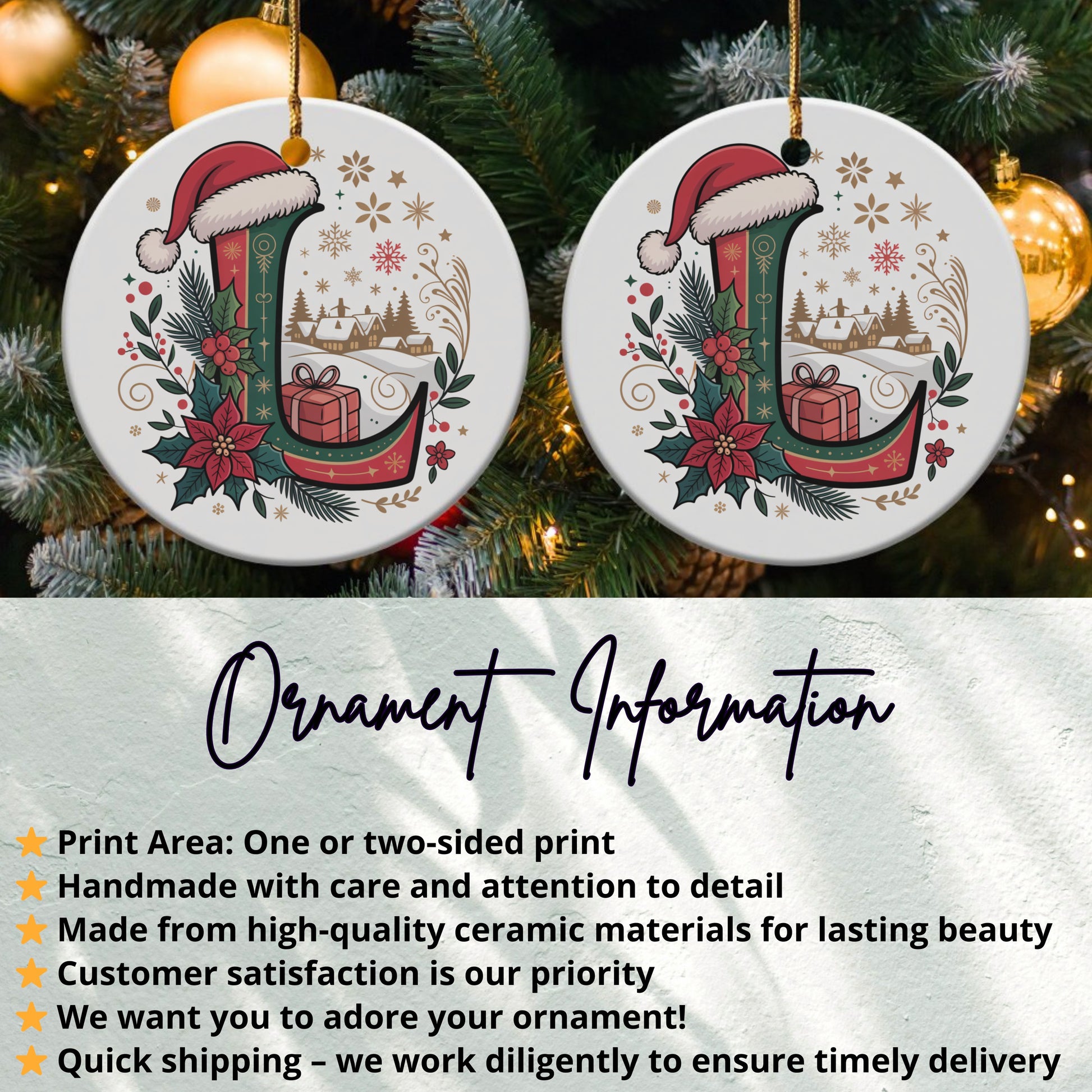 Santa Hat and Gifts Design Christmas Ornament product