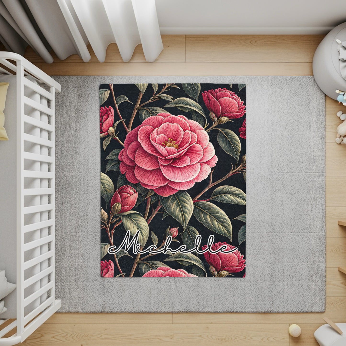 Beautiful Pink Floral Customized Michelle Name Decor