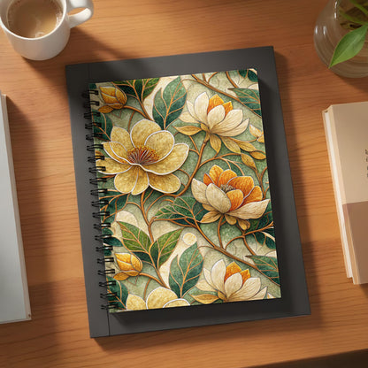 Floral Illustrated Spiral-Bound Journal with Vivid Detail