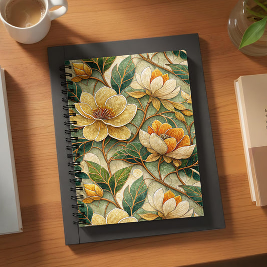 Floral Illustrated Spiral-Bound Journal with Vivid Detail