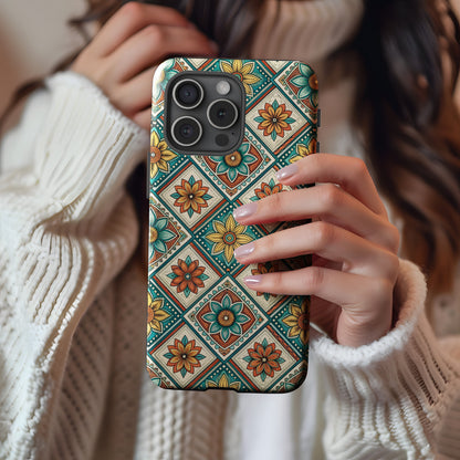 Floral Diamond Pattern for Custom Name Phone Case - Walk Greener