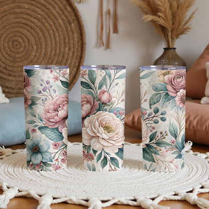 Watercolor Floral Delightful Delicate Design 20 oz Skinny Tumbler - Walk Greener