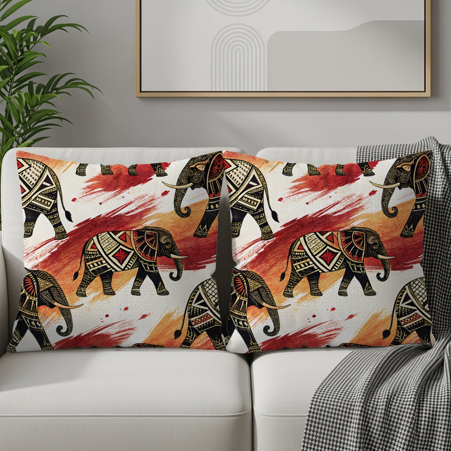 Decorated Elephant Pattern African Theme Style Pillows & Pillow Cases - Walk Greener