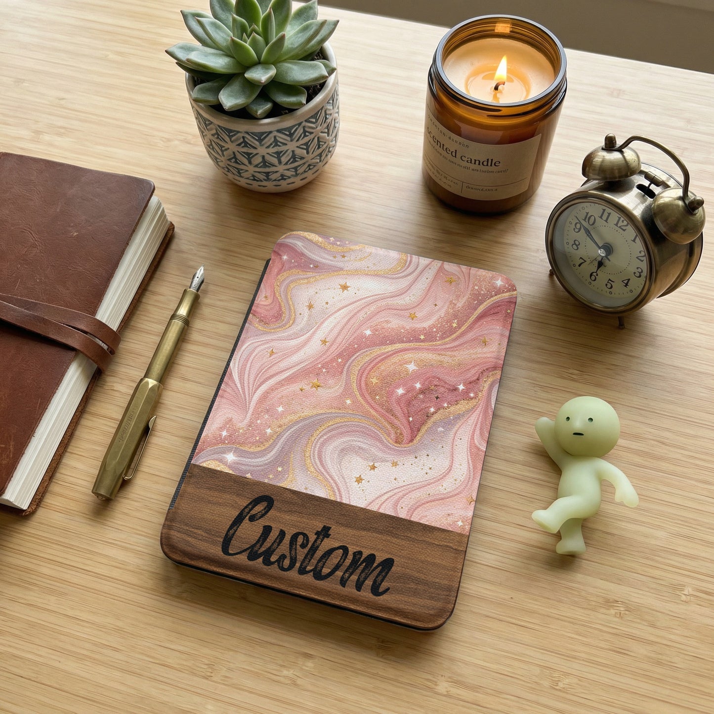 Custom Pink and Gold Swirl Design Journal