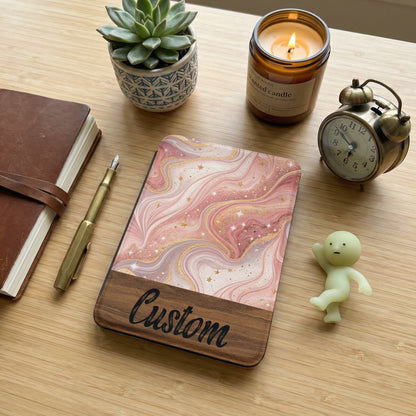 Custom Pink and Gold Swirl Design Journal