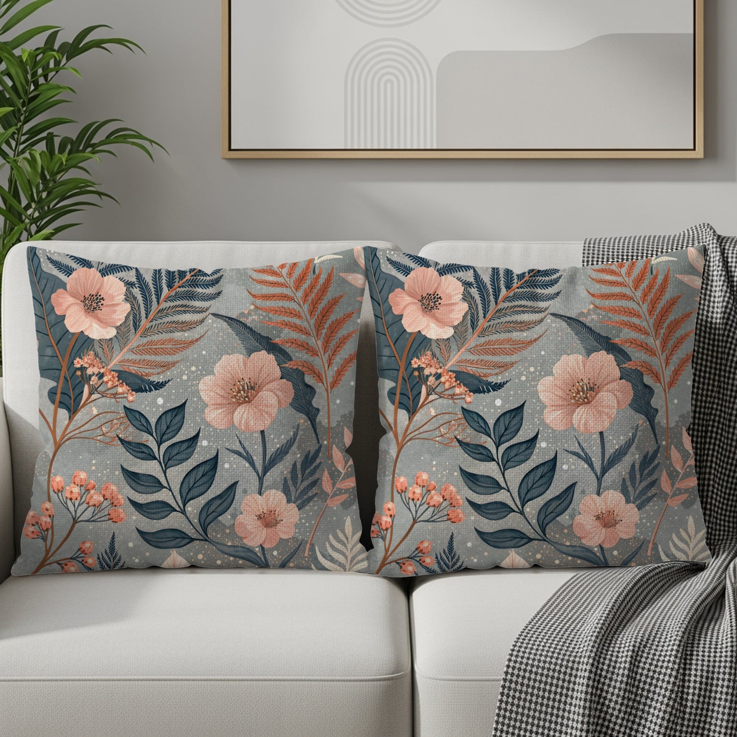 Elegant Floral Patterned Throw Pillow Set for Home Decor