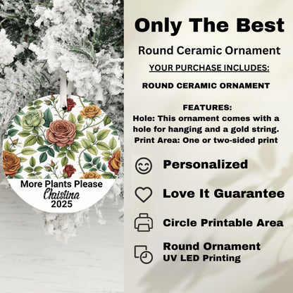 Personalized Floral Round Ceramic Ornament Product