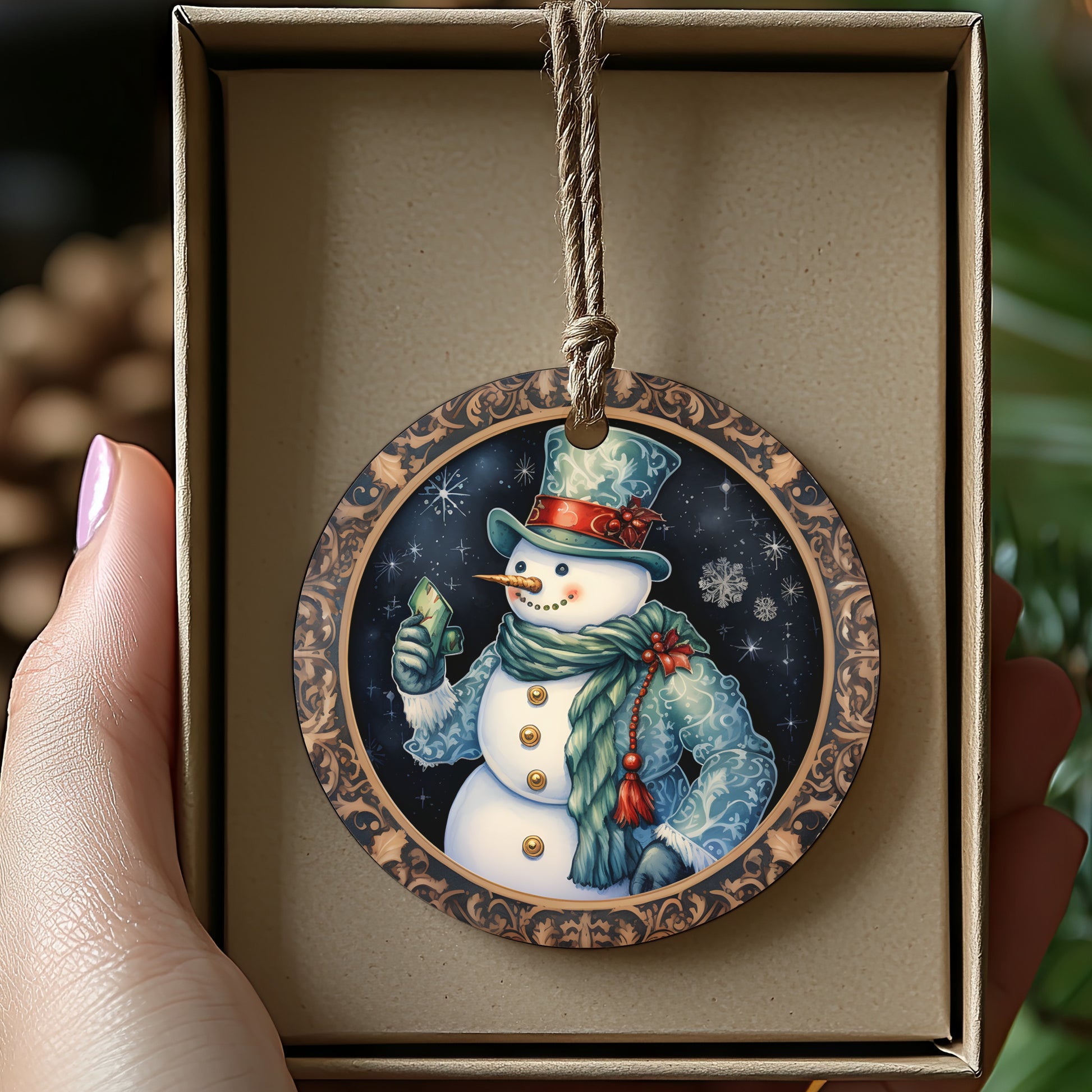 Elegant Handcrafted Snowman Holiday Ornament product