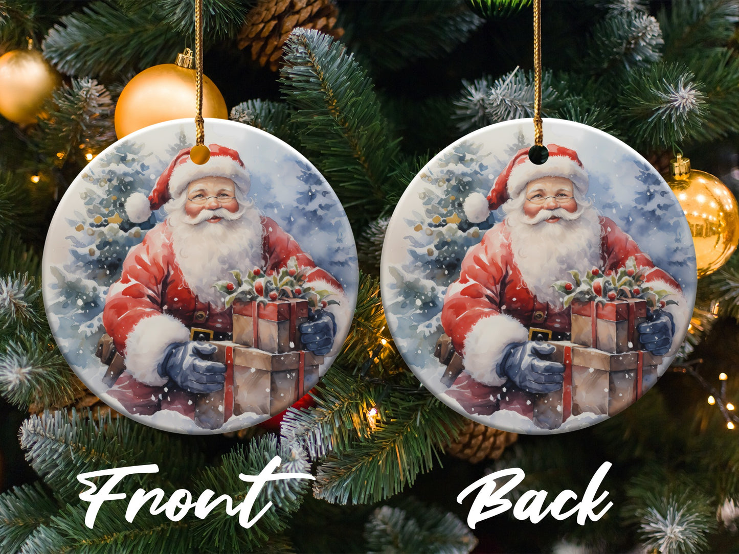 Festive Santa Claus Ceramic Christmas Ornament product