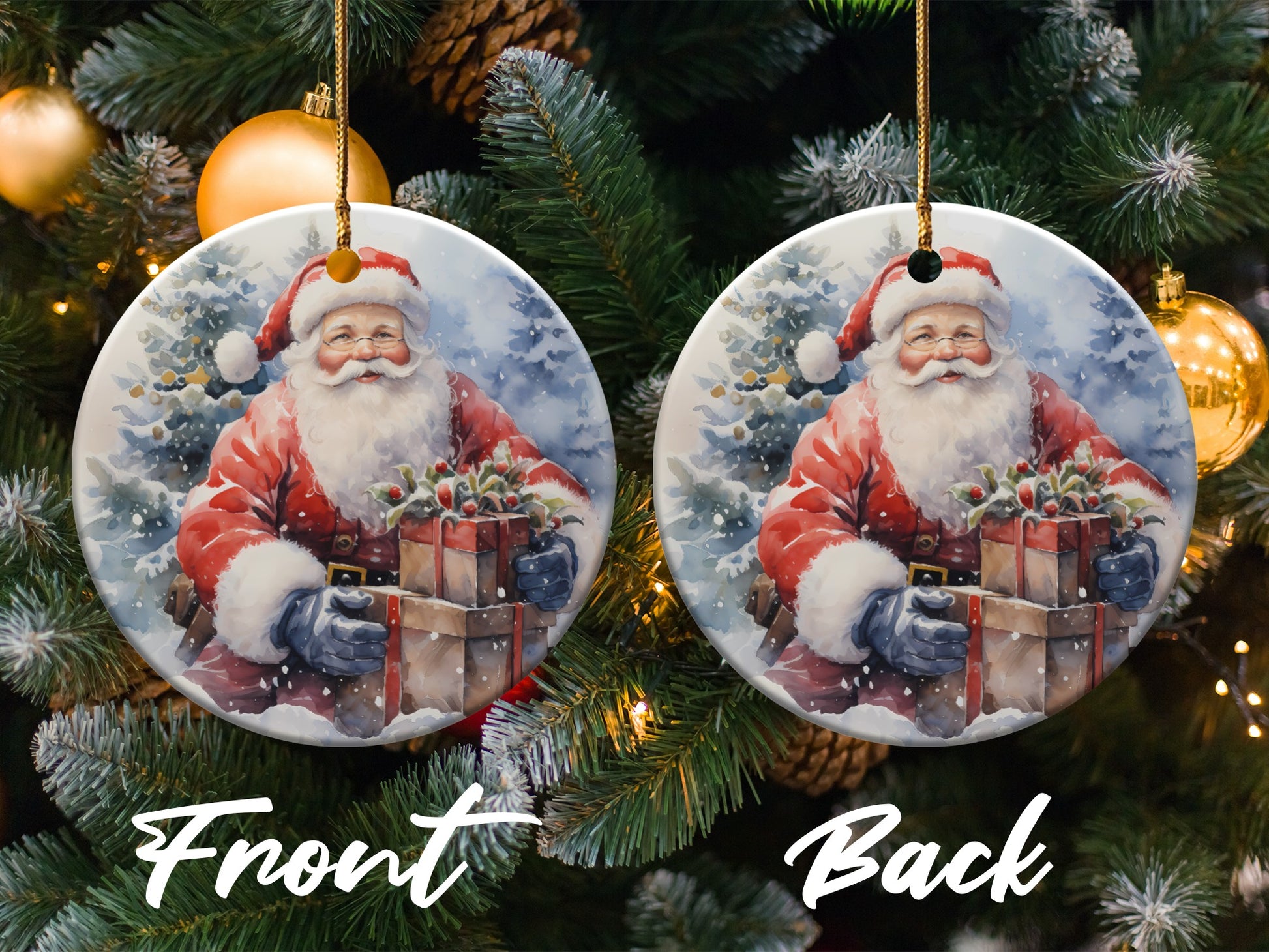 Festive Santa Claus Ceramic Christmas Ornament product