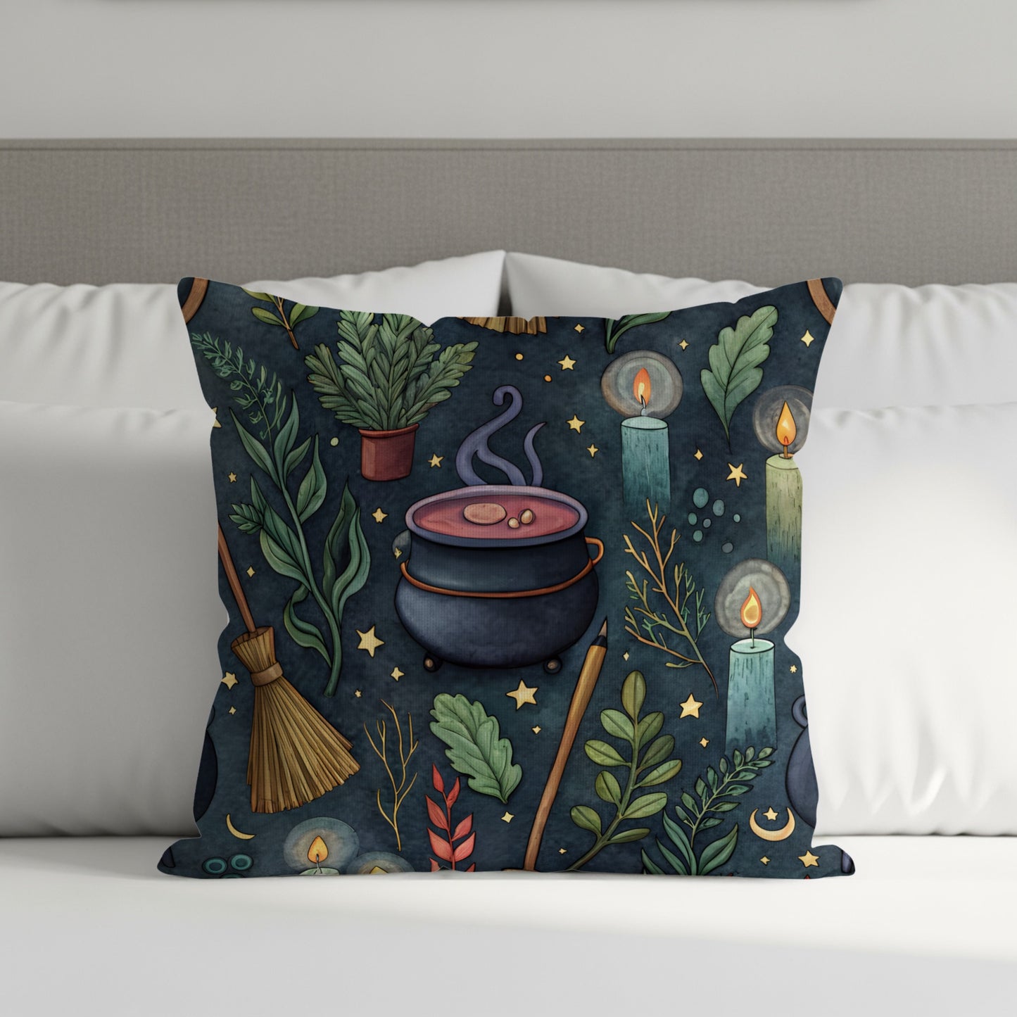 Enchanted Witchcraft Illustrations Throw Pillow Decor