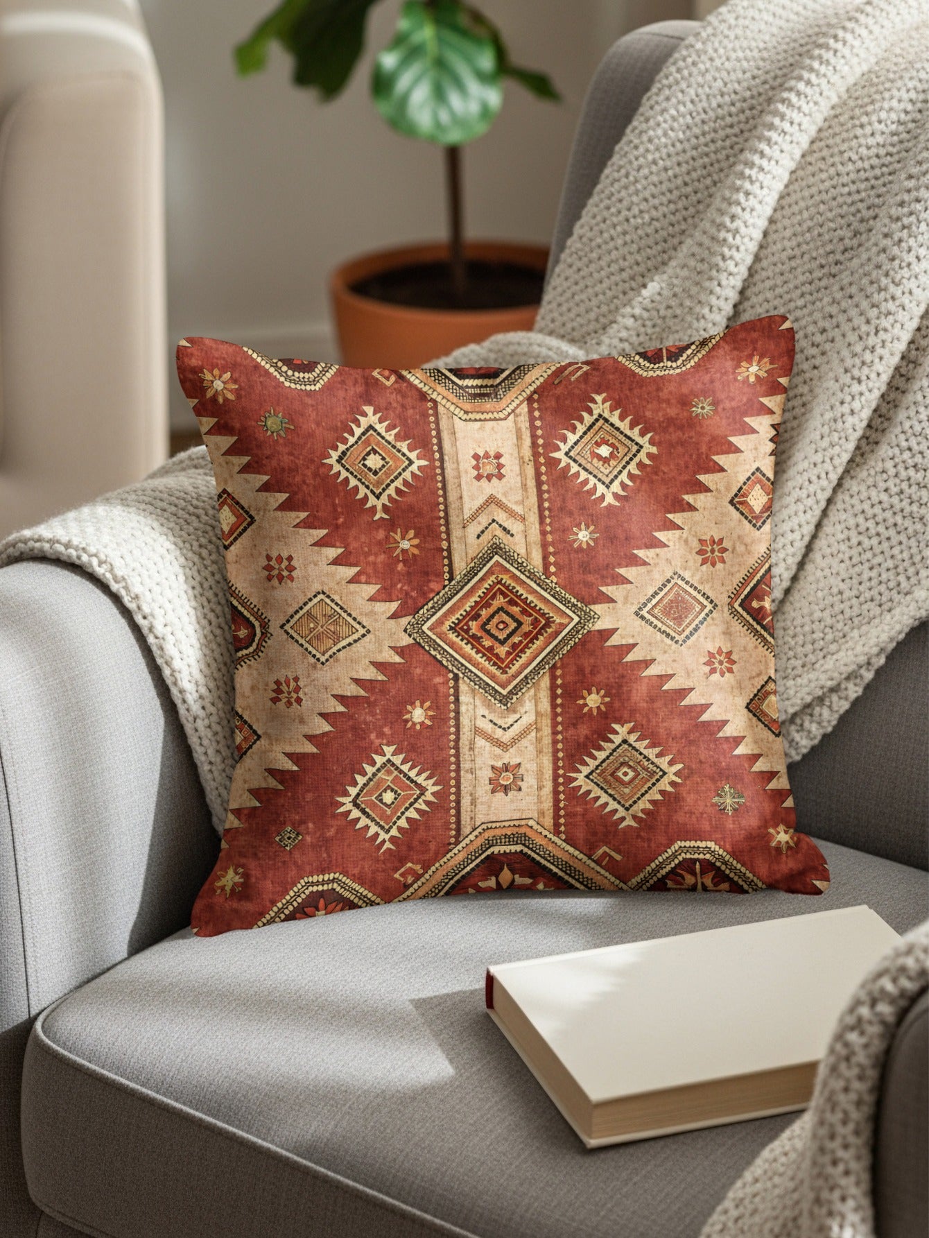 Bohemian Tribal Pattern Printed Cushion for Living Room