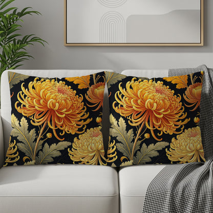 Elegant Chrysanthemum Botanical Pattern Decorative Floral Throw Pillows - Walk Greener