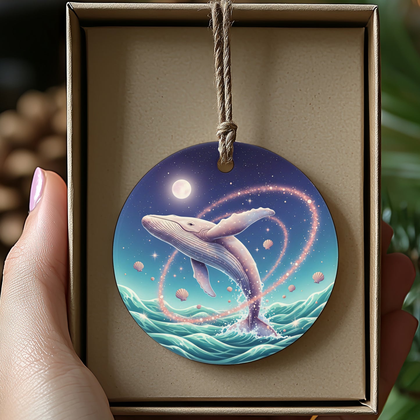 Enchanting Whale Ornament with Celestial Design product