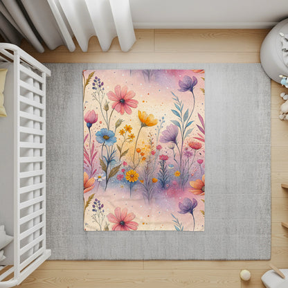 Watercolor Floral Garden Dream Artistic Velveteen Plush Blankets - Walk Greener