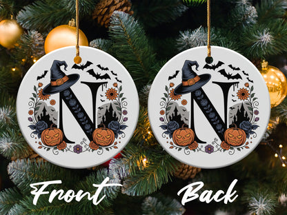 Halloween Letter N Ornament with Pumpkin Design product