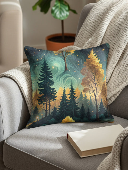 Enchanting Forest Scene Decorative Throw Pillow