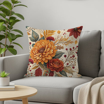 Autumn Floral Decorative Throw Pillow for Home Decor