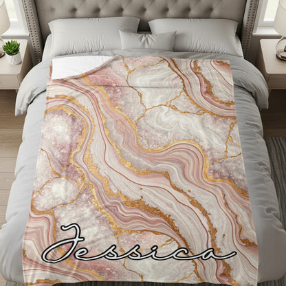 Elegant Custom Name Agate Design Print Personalized Custom Blanket - Walk Greener
