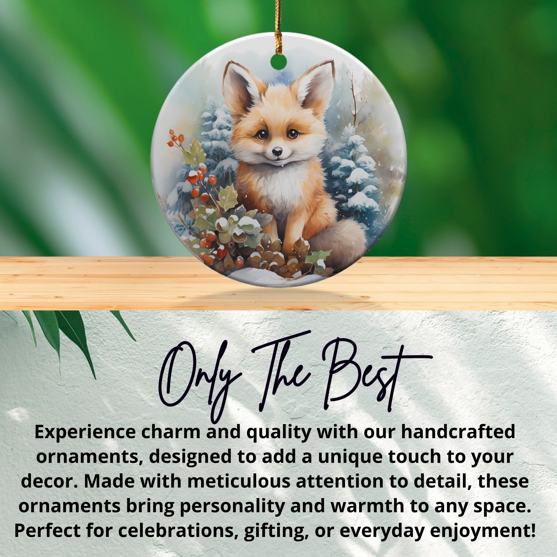 Handcrafted Fox Woodland Winter Scene Ornament product