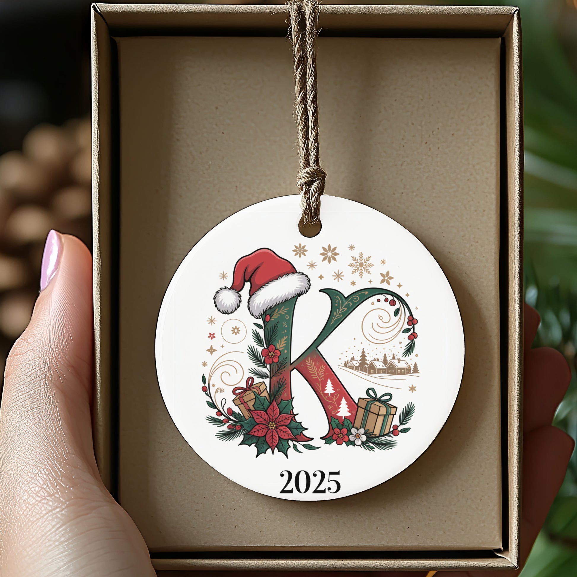Personalized Christmas Ornament K Initial 2025 product type