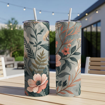 Floral Patterned Double-Walled Insulated Tumbler