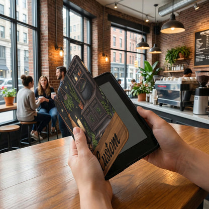 Custom Tablet Cover with Cafe Background Design