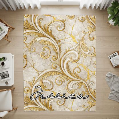 Elegant Gold Accent Personalized Jessica Rug