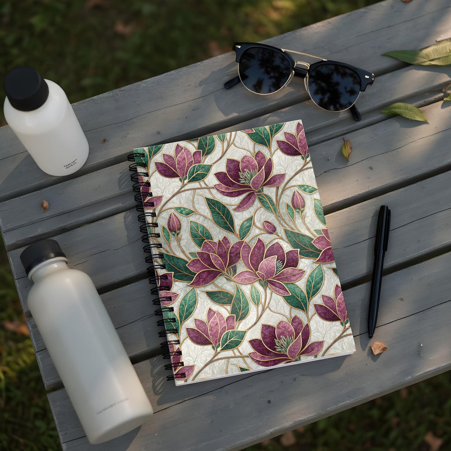 Elegant Floral Spiral Bound Notebook for Daily Journaling