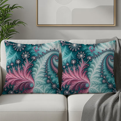Elegant Pink and Blue Abstract Design Pillow Set