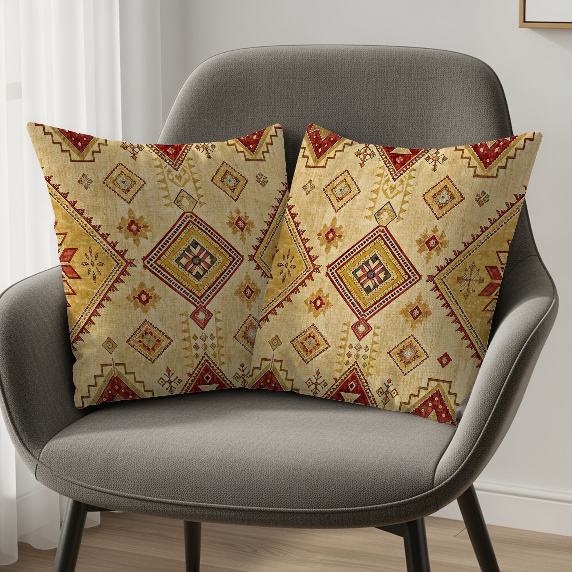 Geometric Tribal Pattern in Earth Tones Pillows & Pillow Cases - Walk Greener