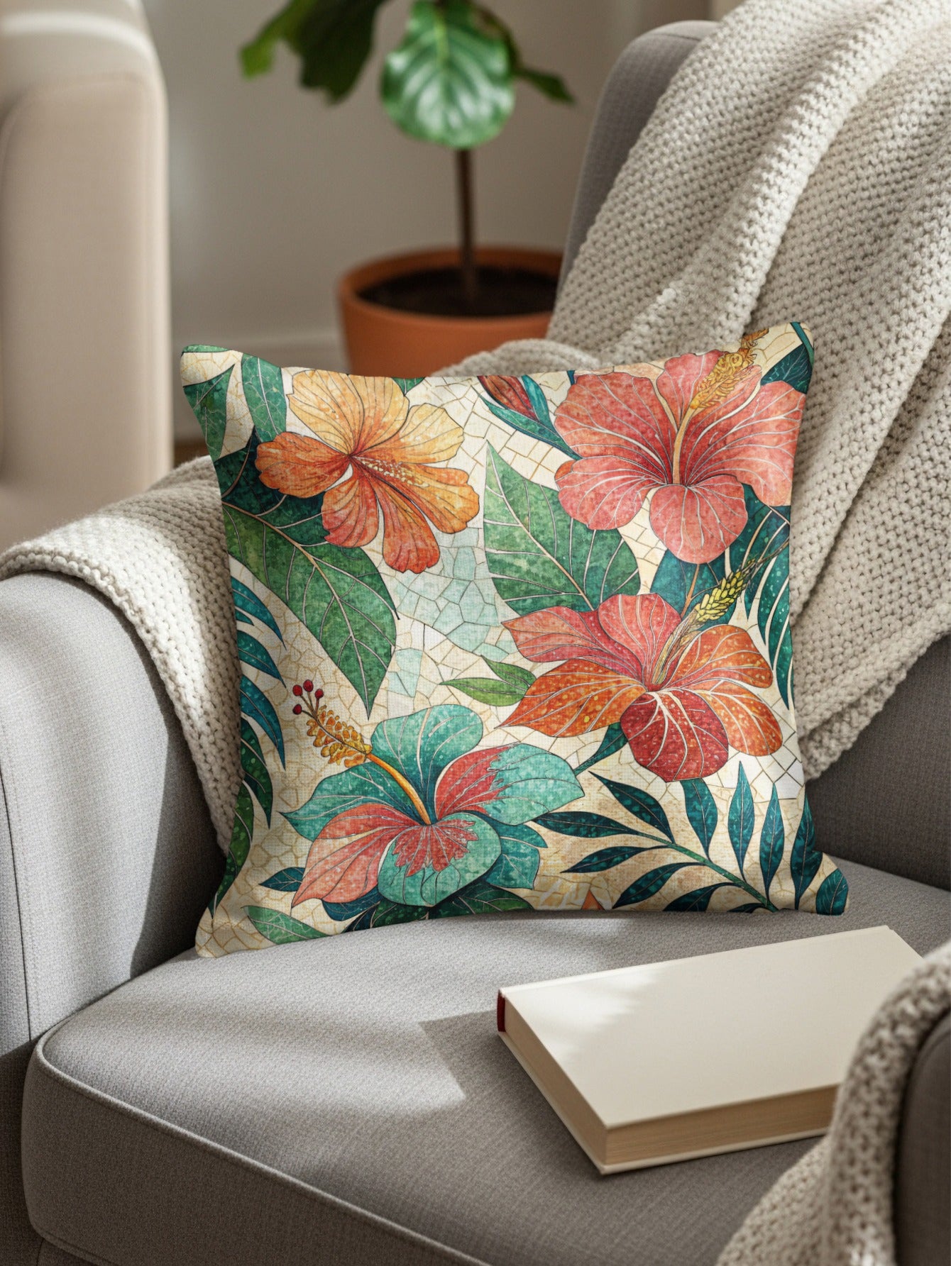 Colorful Floral Design Cushion for Home Decor