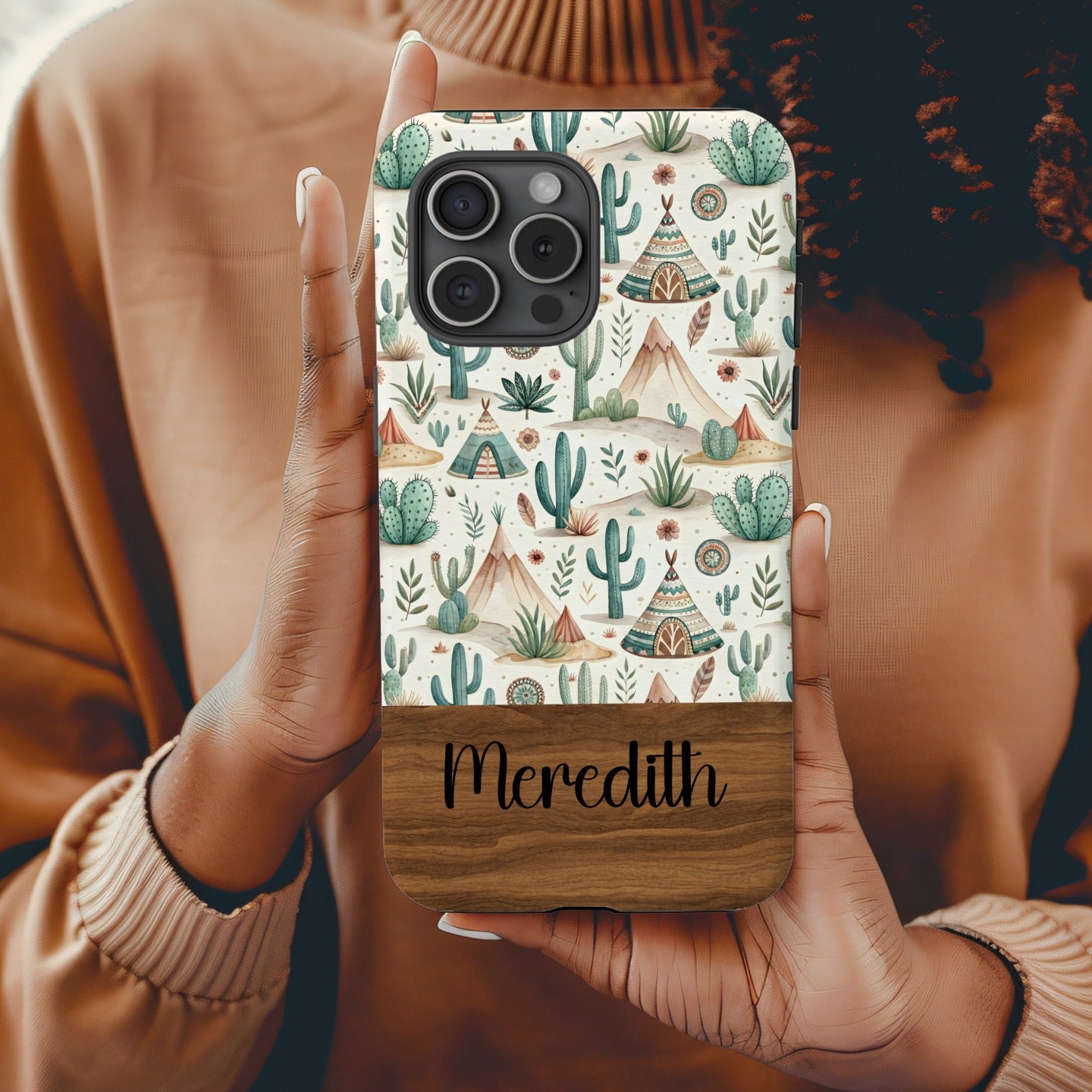 Personalized Boho Cactus Theme Phone Case Meredith