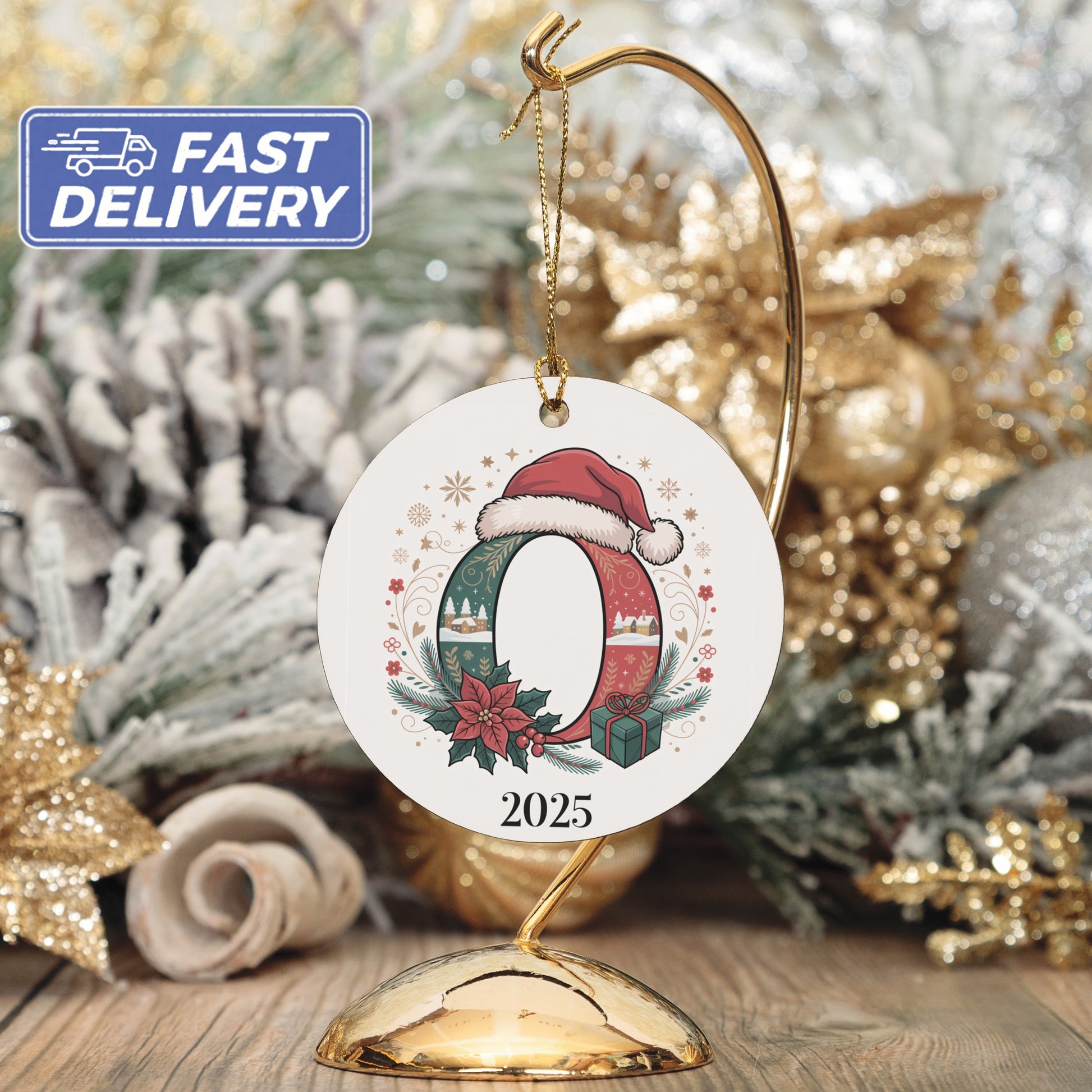 Personalized Ornament with Santa Hat Christmas product