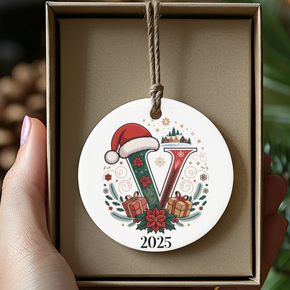 Festive 2025 Initial V Christmas Ornament product
