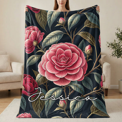 Floral Pattern Blanket with Custom Name Jessica