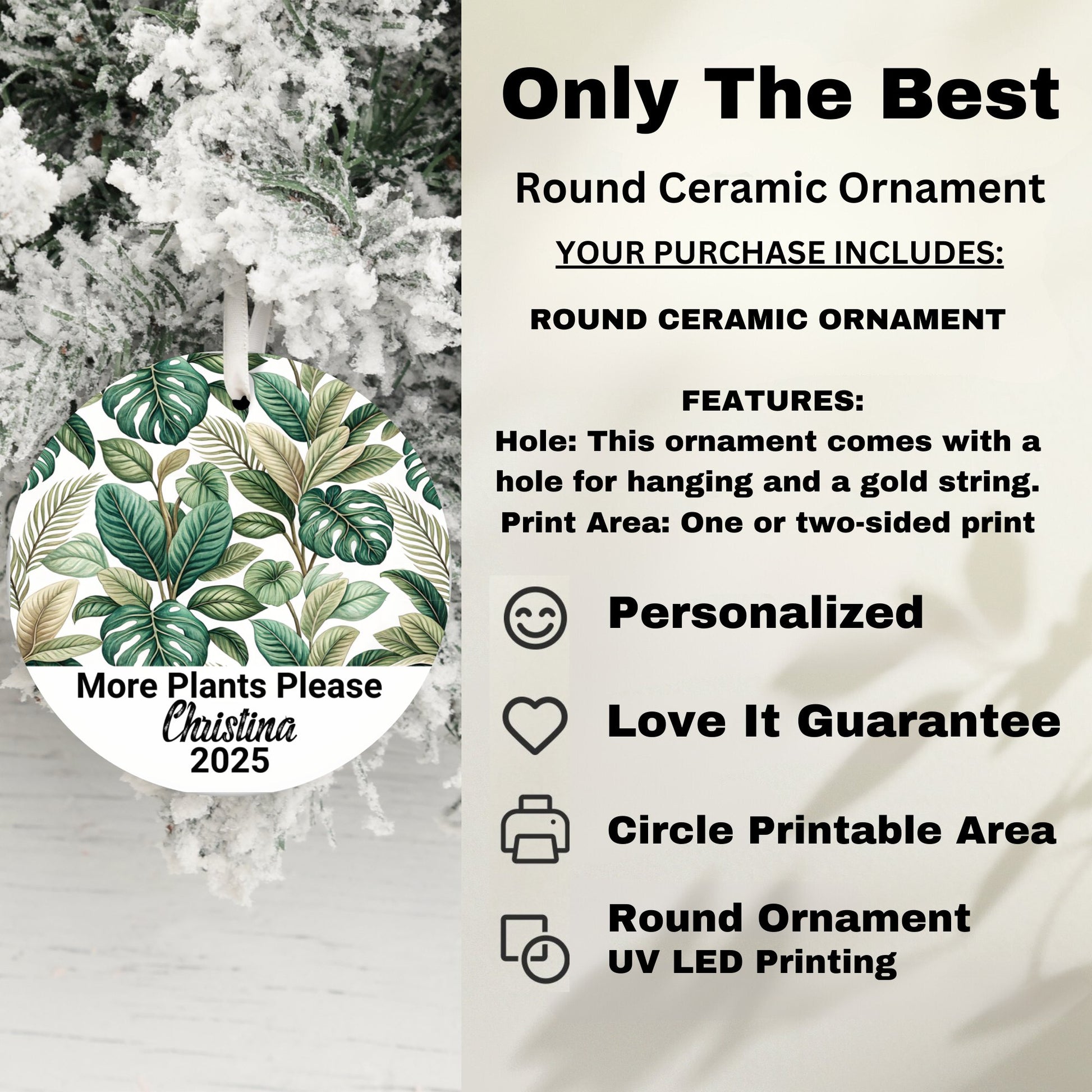 Personalized Round Ceramic Ornament Holiday Decor product
