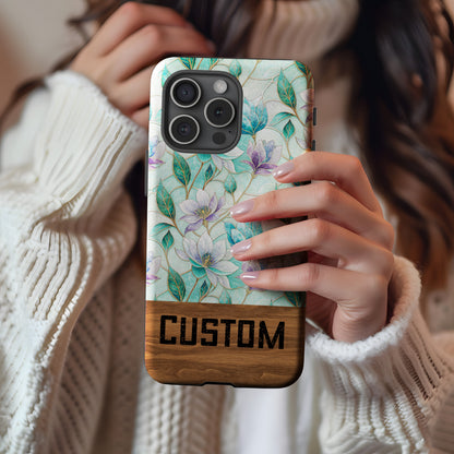 Custom Floral Design Phone Case with Personalized Text