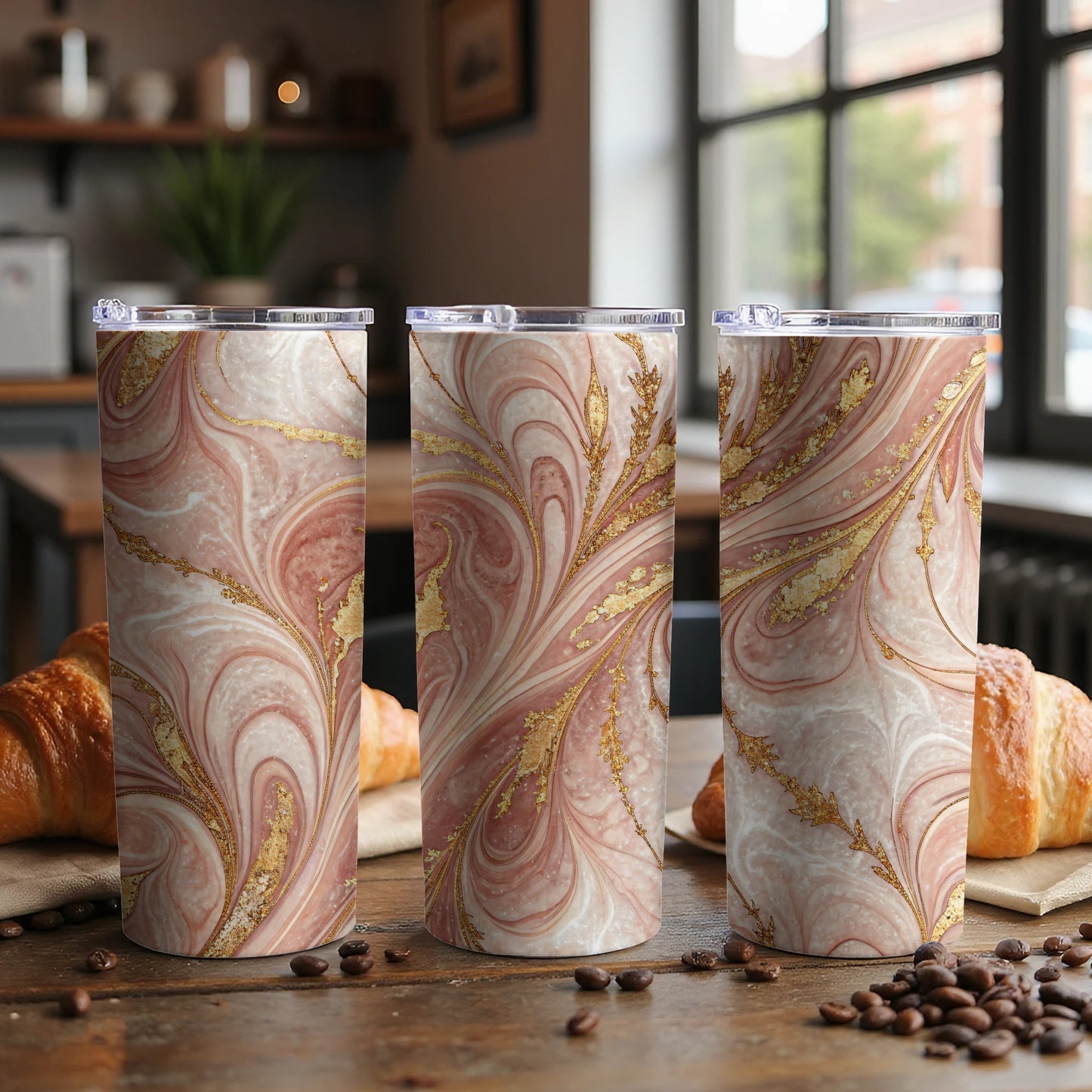 Elegant Swirl Design Insulated Tumbler Cup