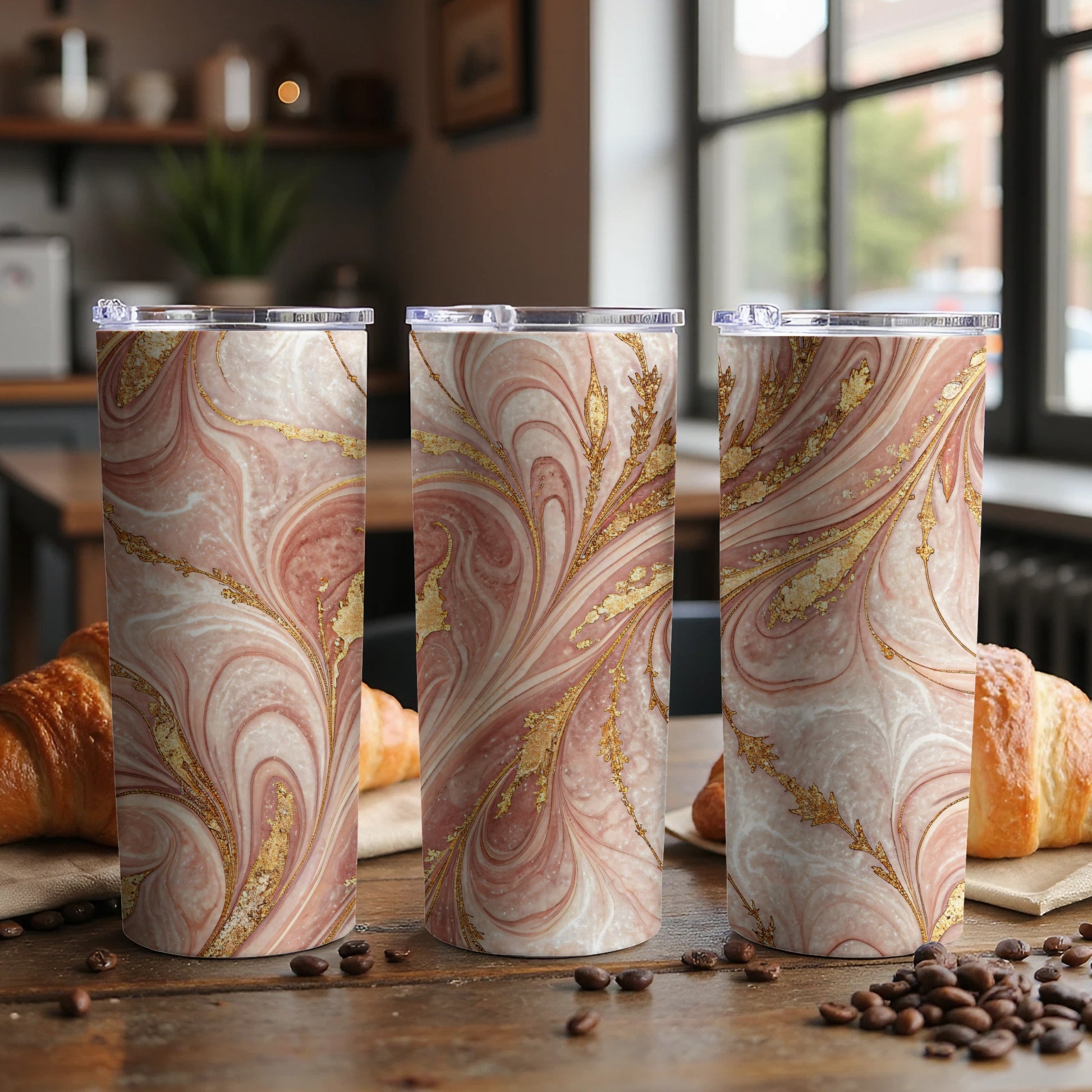Elegant Swirl Design Insulated Tumbler Cup