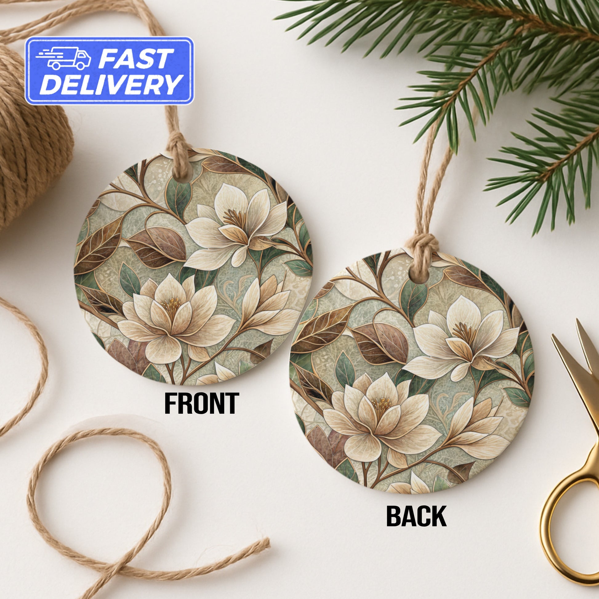 Beautiful Floral Pattern Double-Sided Ornament